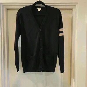 Jordan Craig Cotton Button Front V-Neck Cardigan Black Size Large Womens